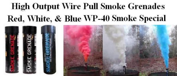 Wire Pull Smoke Grenade Special - Red, White, Blue