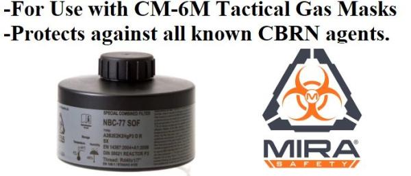CBRN Gas Mask Filter NBC-77 SOF 40mm Thread - 20 Year Shelf Life | Fits CM-6M & CM-7M Gas Mask MIRA Safety