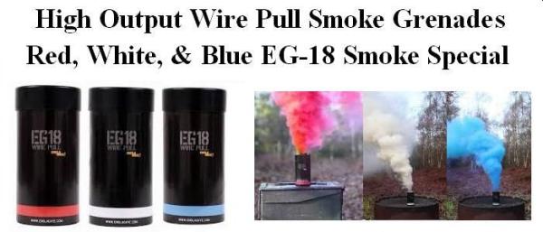 High Output Wire Pull Smoke Grenade Special - Red, White, Blue