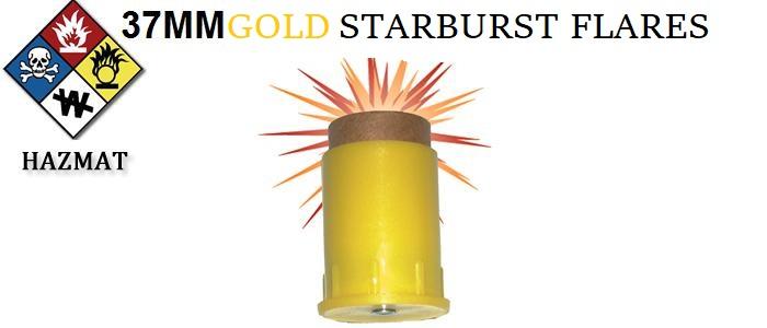 37MM GOLD Starburst Flares, 10 Pack, HAZMAT