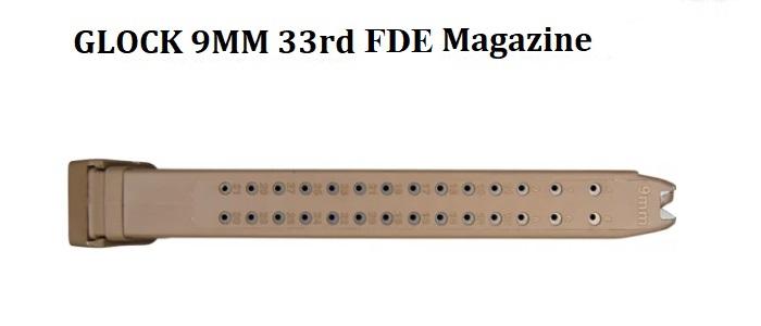 Glock 9MM 33rd Extended Magazine, FDE/TAN, G17,G18,G19,G19X,G26,G34,G45,G49