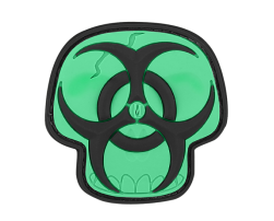 BIOHAZARD SKULL PVC VELCRO PATCH IN GLOW IN THE DARK
